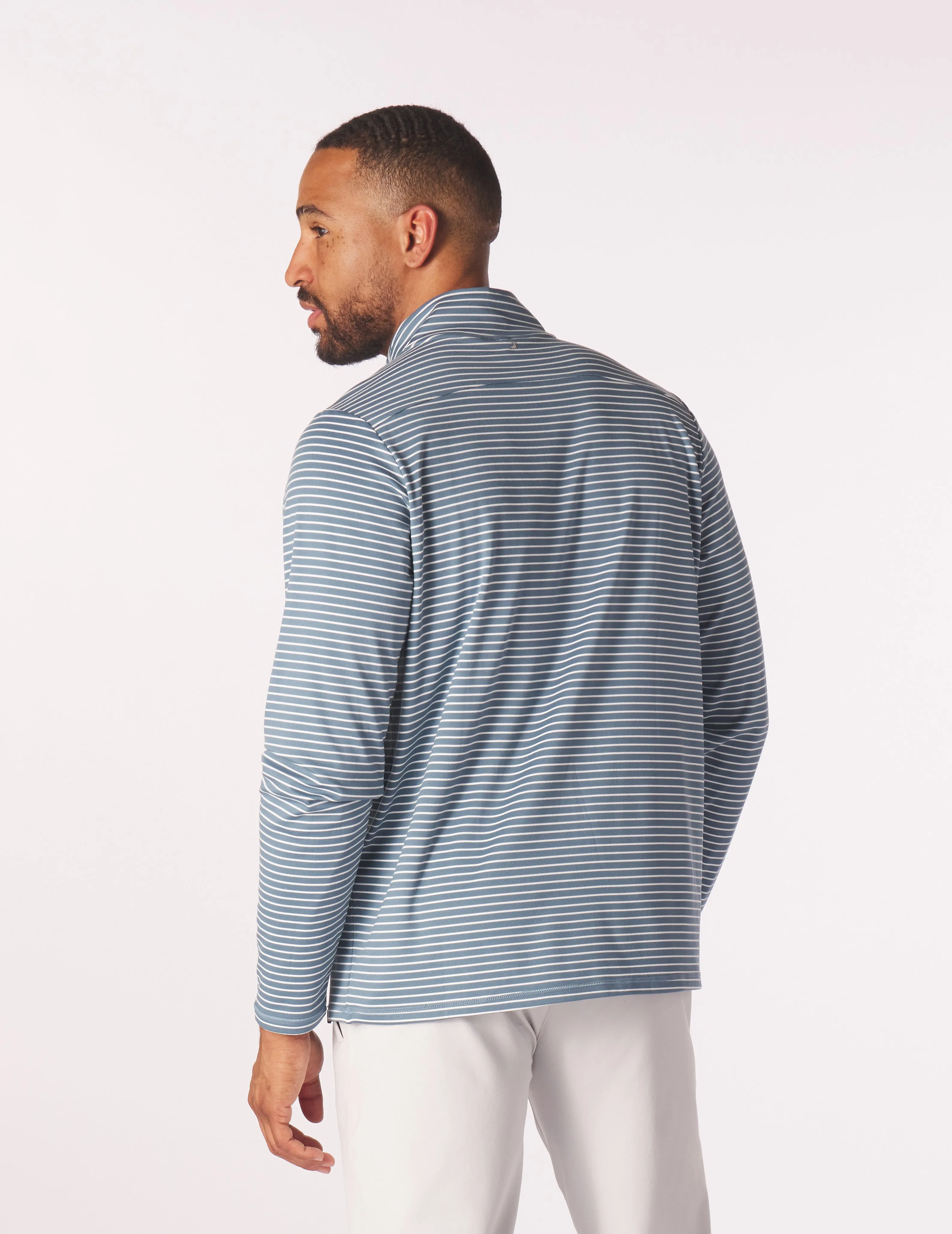 Tahoe 1/4 Zip: Washed Blue/White Stripe