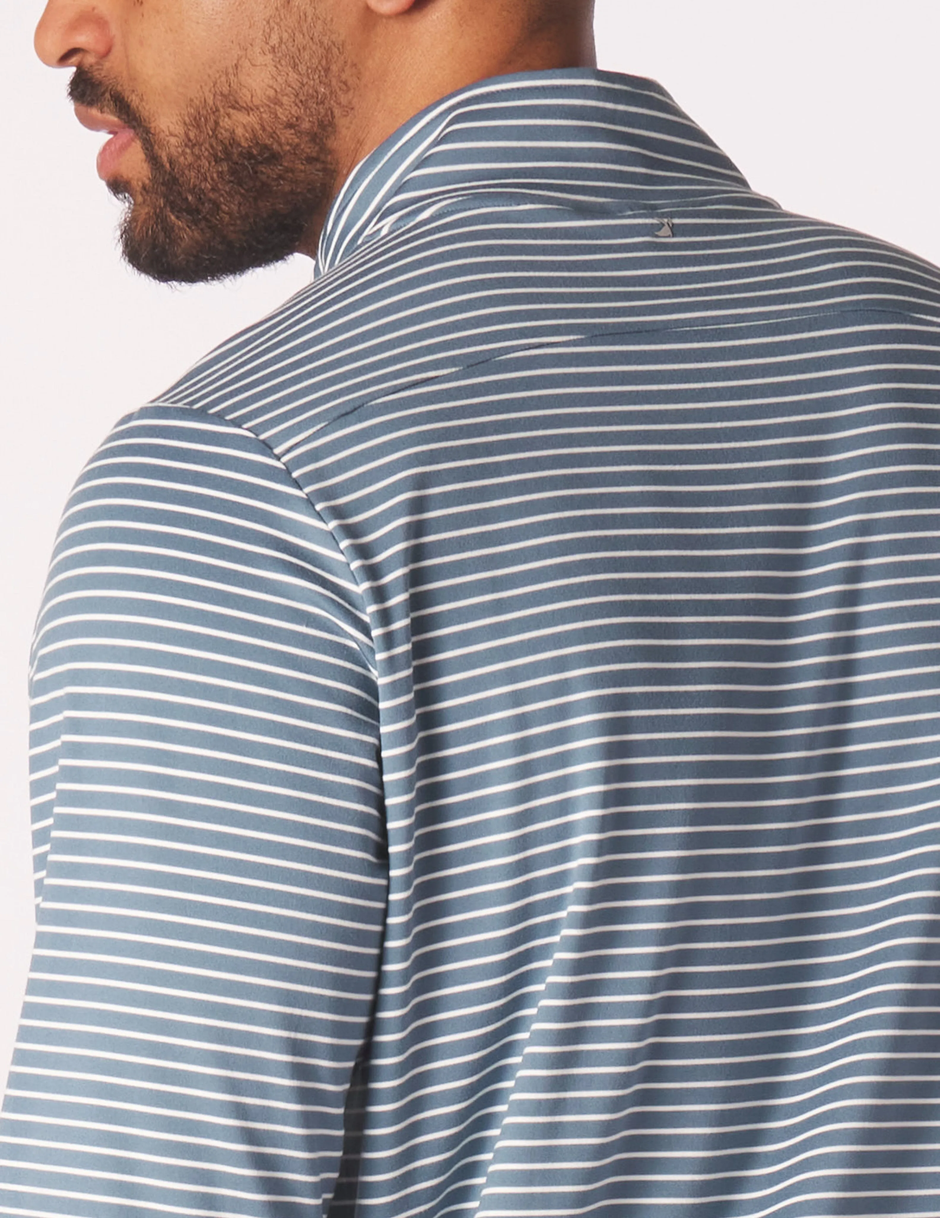 Tahoe 1/4 Zip: Washed Blue/White Stripe