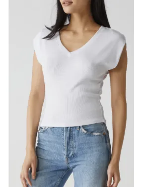 TATI V-NECK POWER SHOULDER TOP