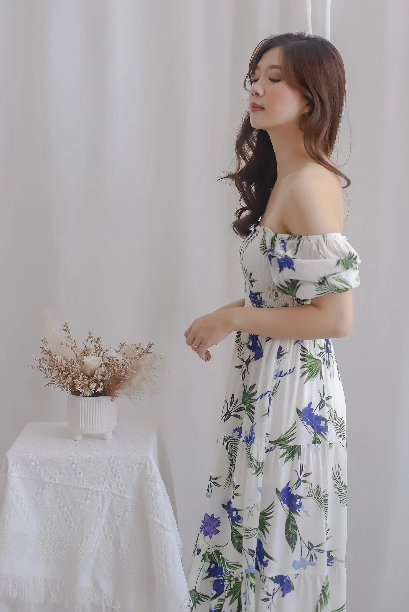 TDC Kallie Puffy Sleeve Tiered Dress In Garden Floral