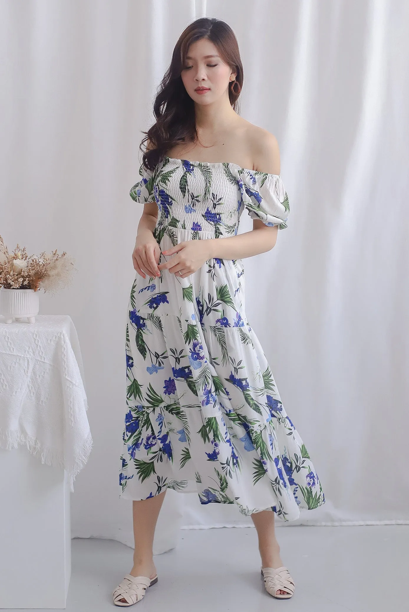 TDC Kallie Puffy Sleeve Tiered Dress In Garden Floral
