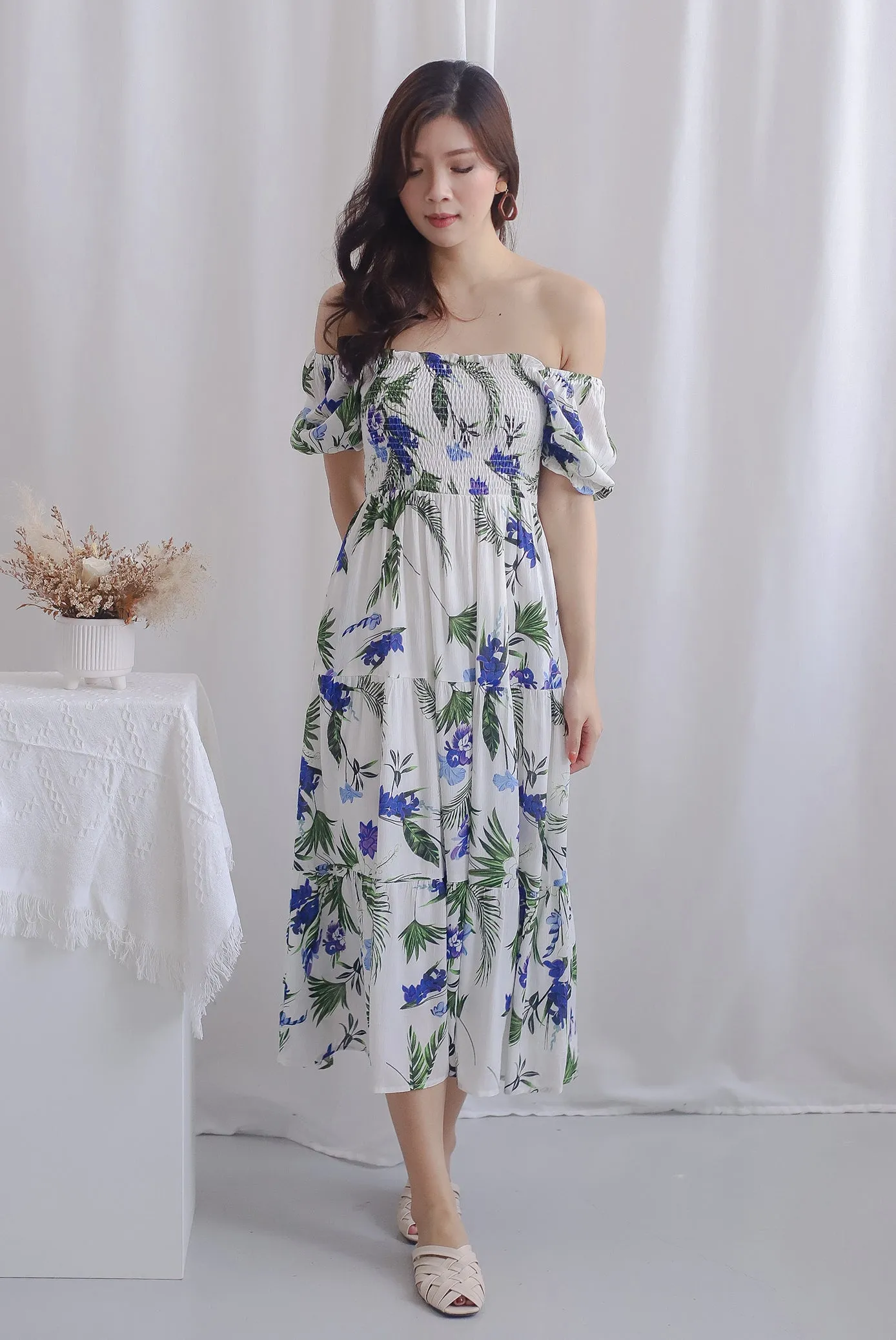 TDC Kallie Puffy Sleeve Tiered Dress In Garden Floral