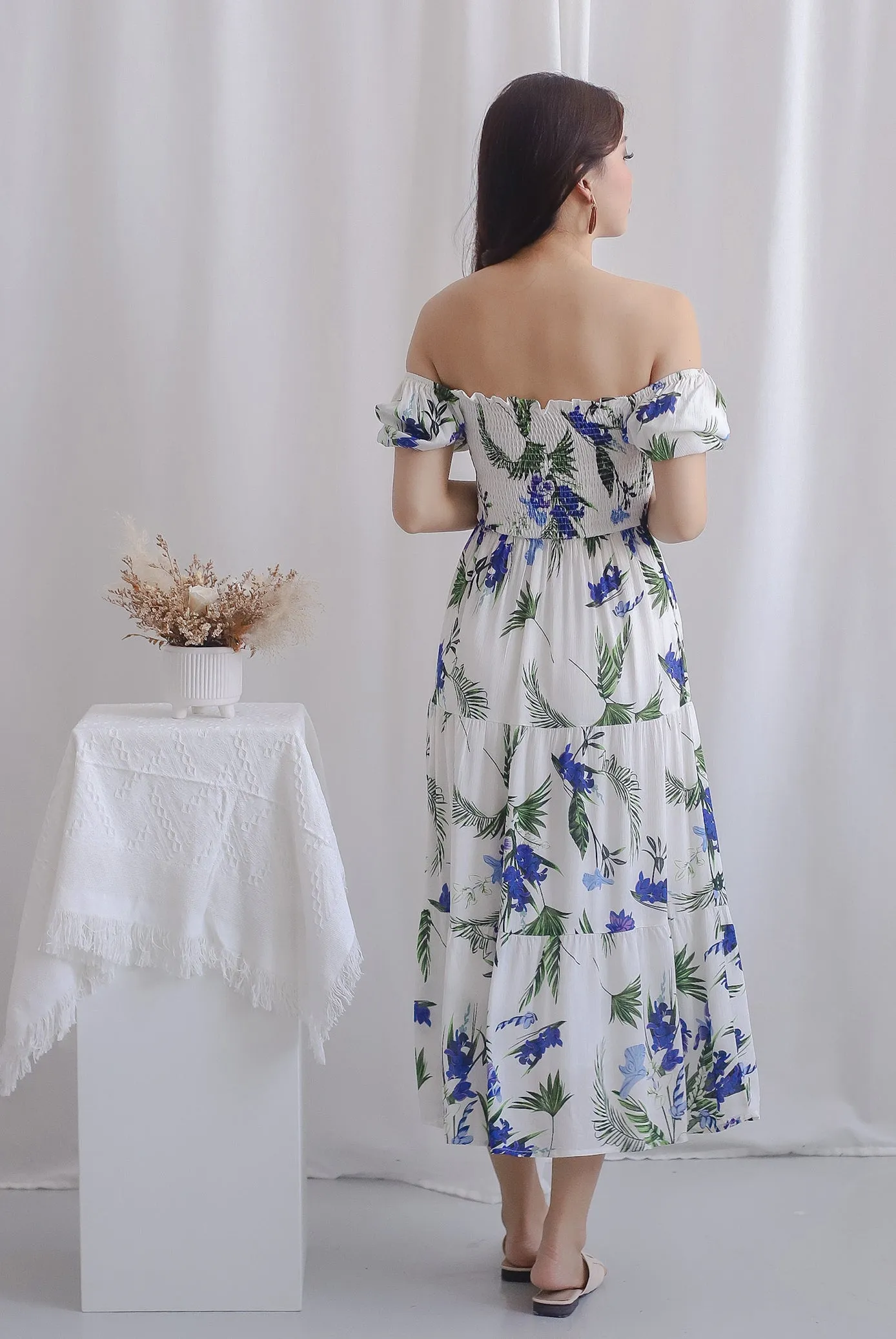 TDC Kallie Puffy Sleeve Tiered Dress In Garden Floral