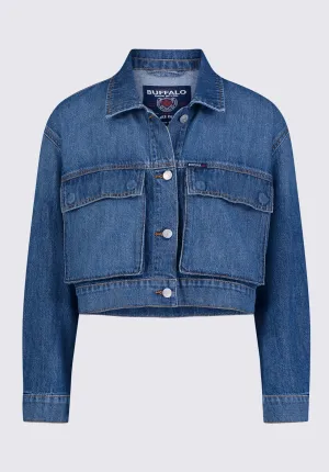 Teagan Women's Boxy Denim Jacket in Authentic Blue - BL15957