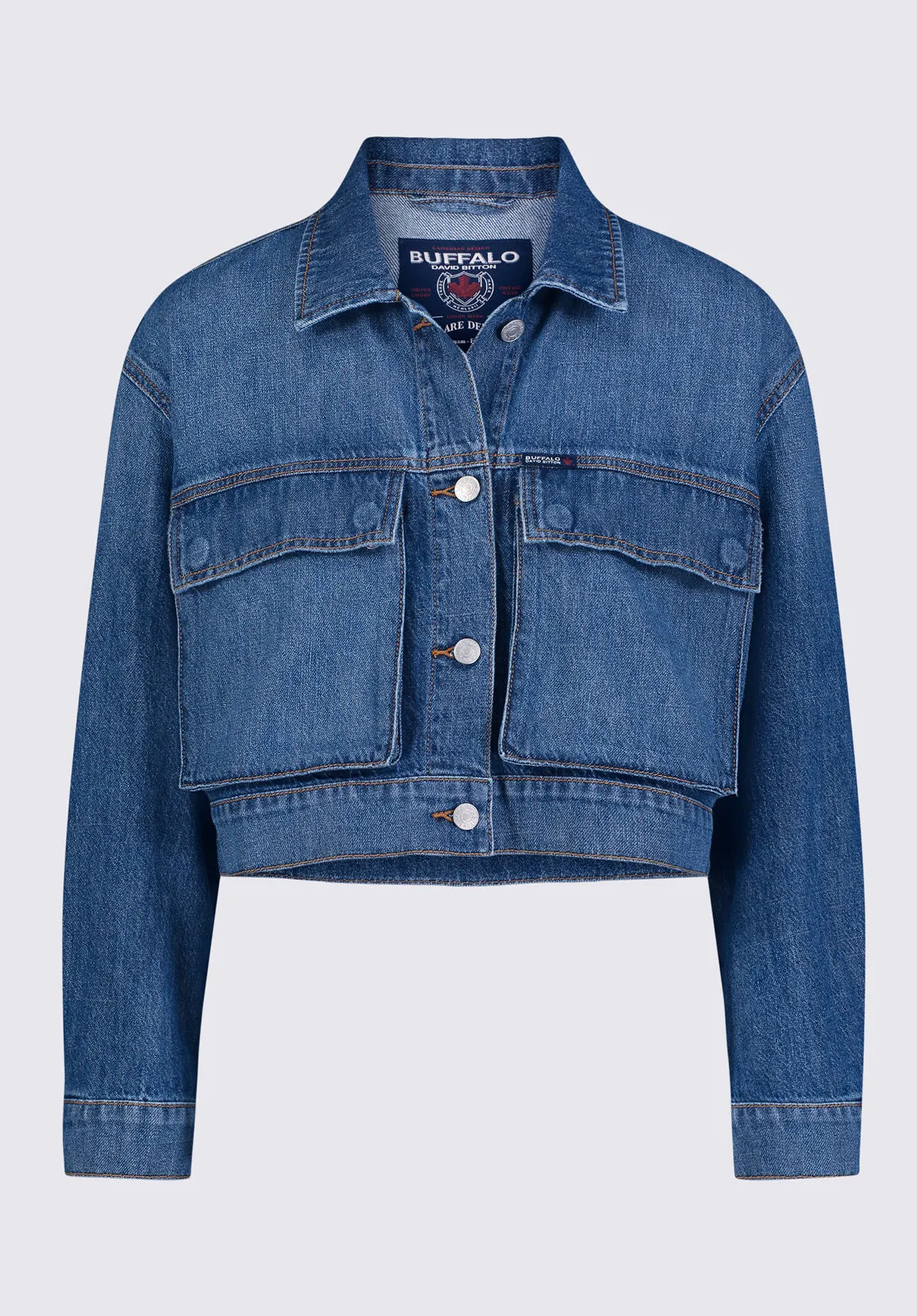 Teagan Women's Boxy Denim Jacket in Authentic Blue - BL15957