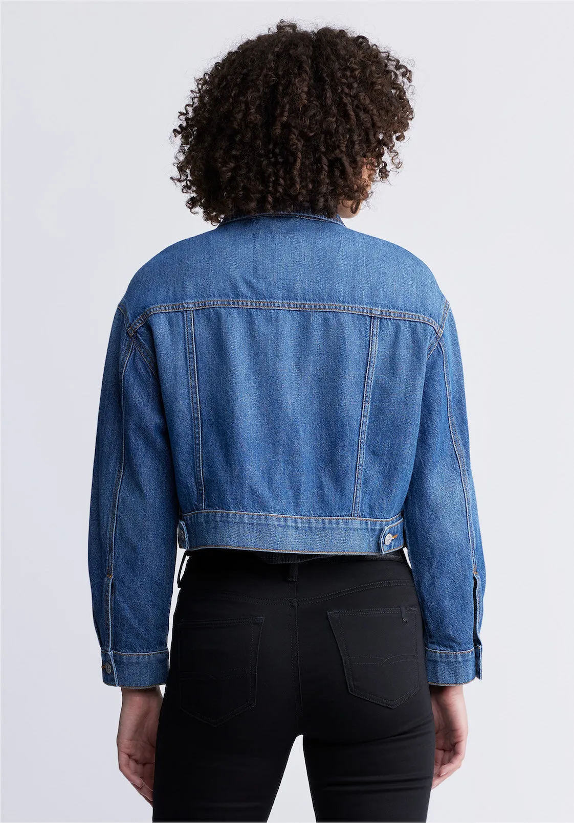 Teagan Women's Boxy Denim Jacket in Authentic Blue - BL15957