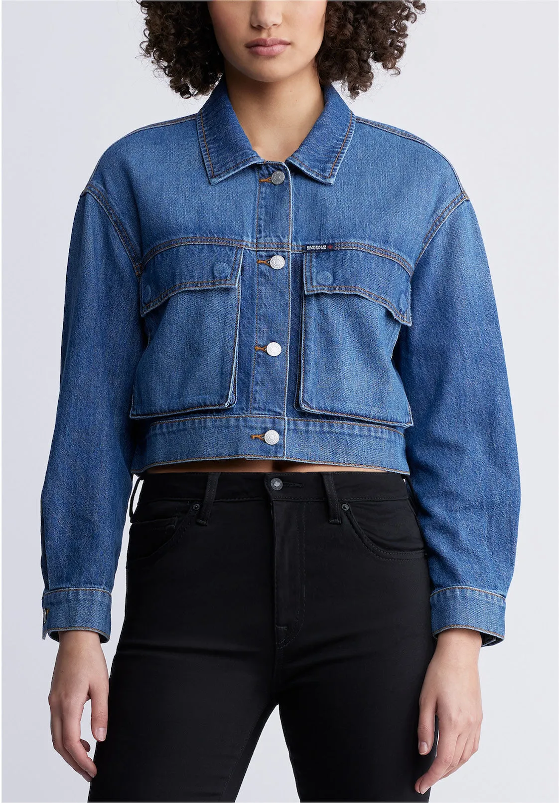 Teagan Women's Boxy Denim Jacket in Authentic Blue - BL15957