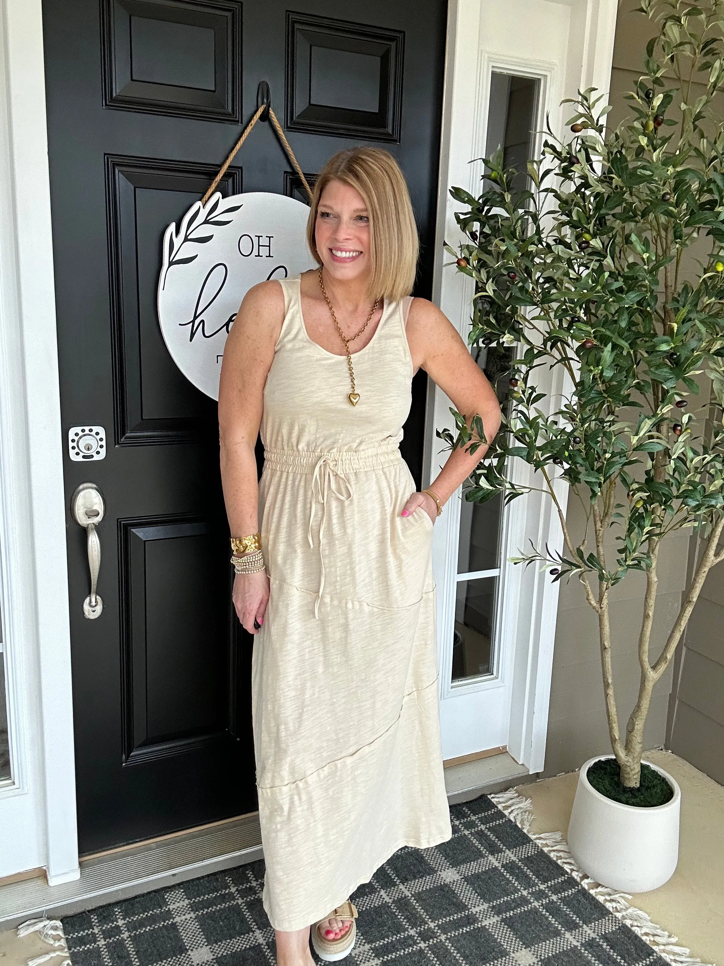 Terry Tank Athleisure Maxi | Beige