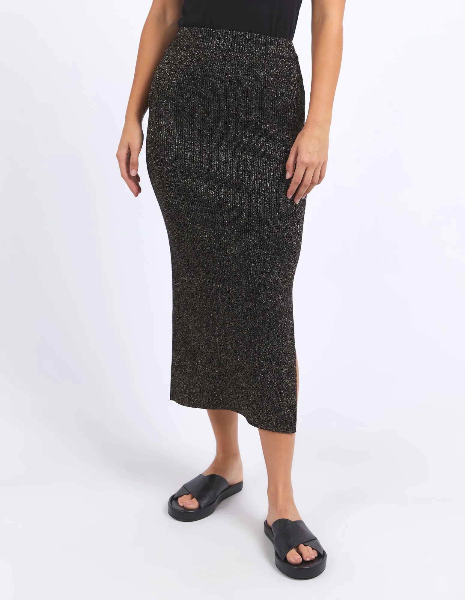 TESSA METALLIC KNIT SKIRT || METALLIC