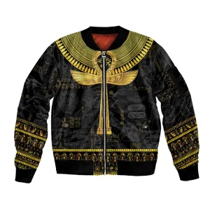 The Ankh Egyptian Hieroglyphs Sleeve Zip Bomber Jacket LT9