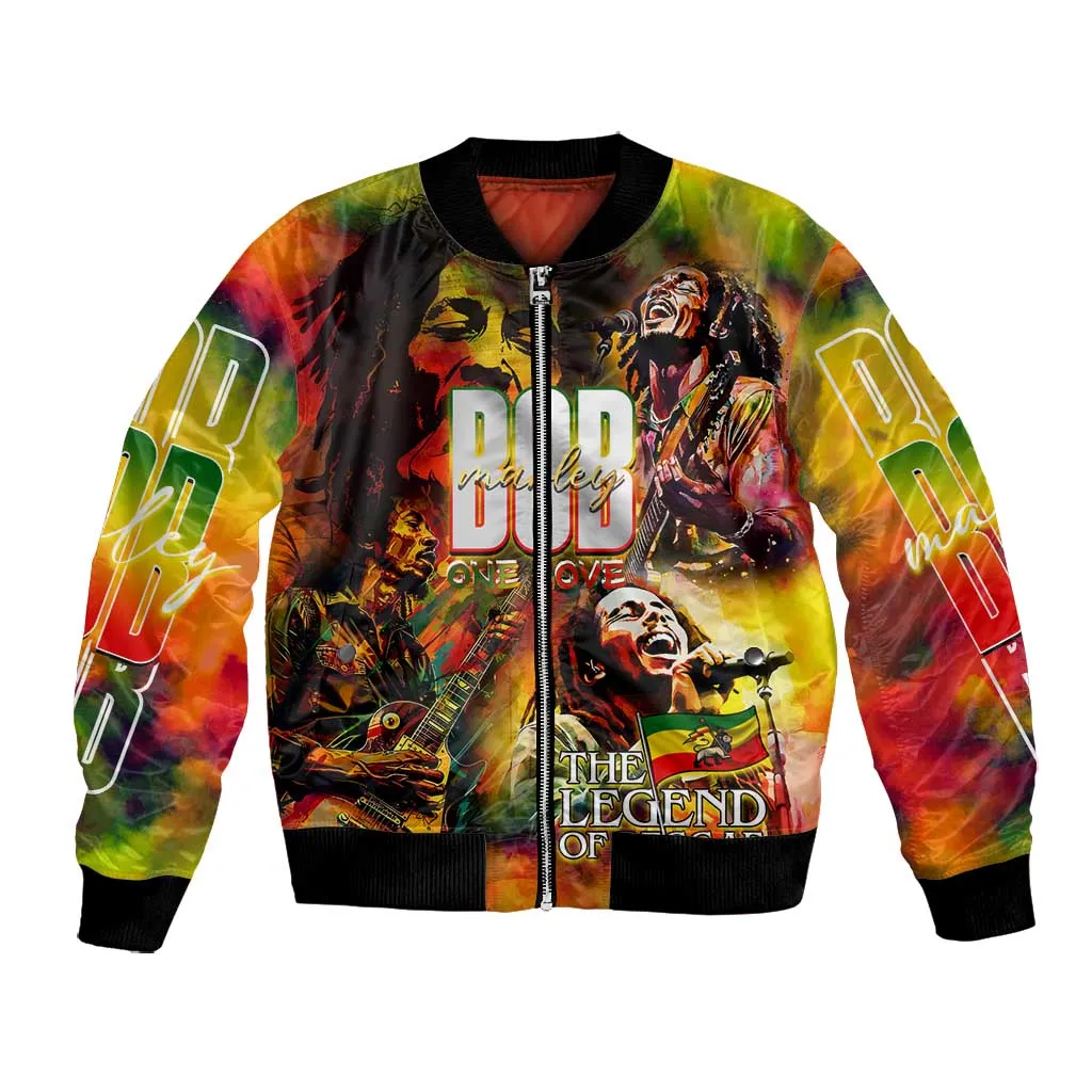 The Legend of Reggae One Love Bomber Jacket Bob Colorful Art DT02