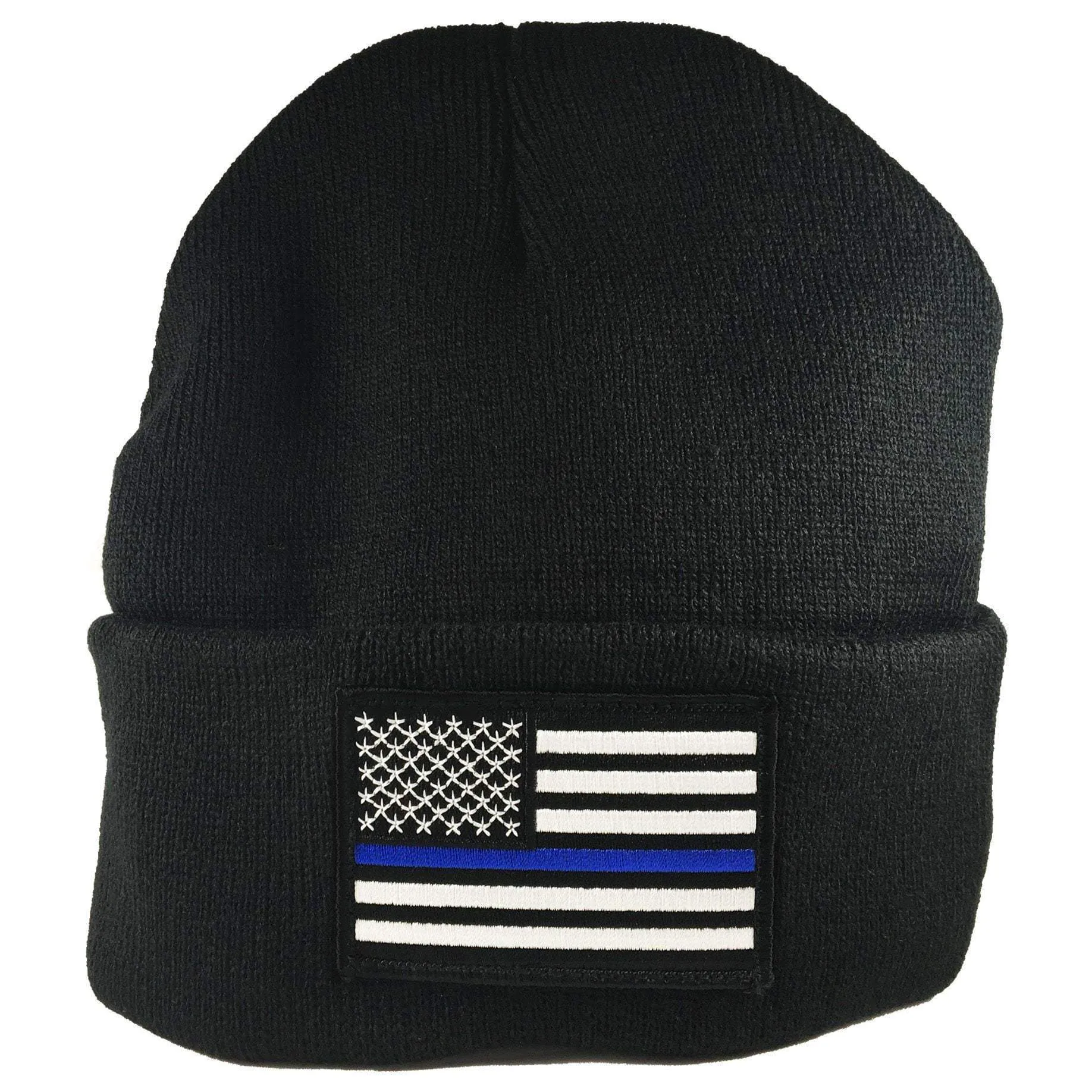 Thin Blue Line Beanie with Embroidered Flag