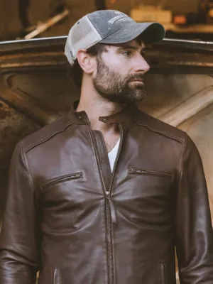 Thompson Brown Biker Leather Moto Jacket