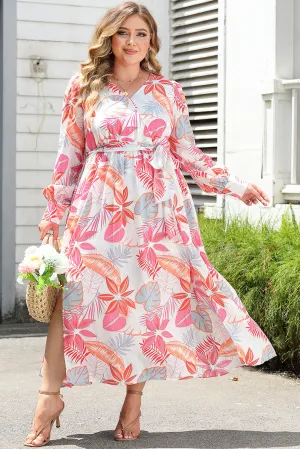 Tie High Waist Plus Size Maxi Dress