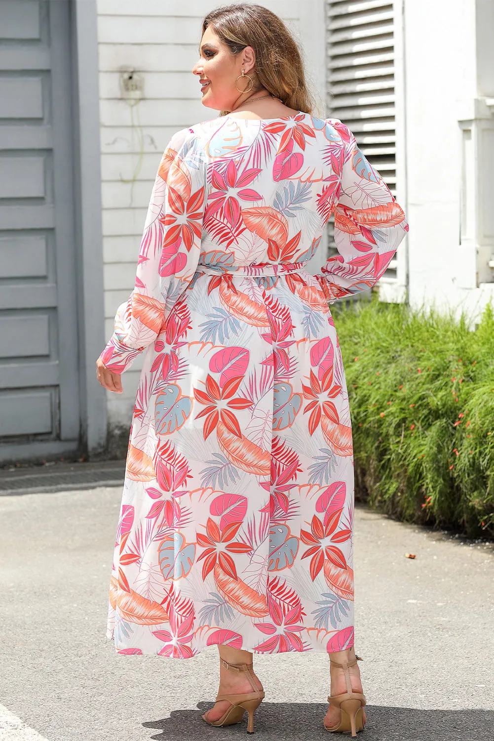 Tie High Waist Plus Size Maxi Dress
