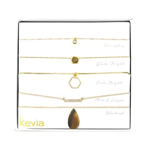 Tiger's Eye Teardrop Stone Necklace Set