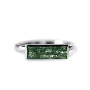 Trendolla 14K Gold Bar Moss Agate Ring Set