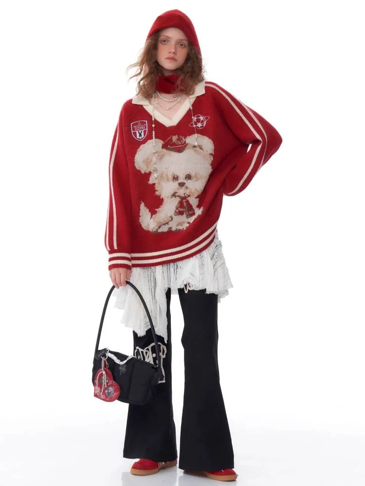 V-neck dog sweater【s0000011045】