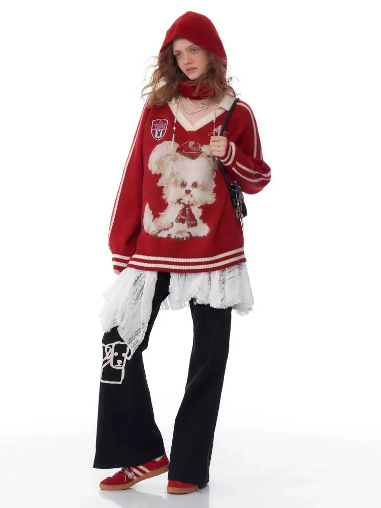 V-neck dog sweater【s0000011045】