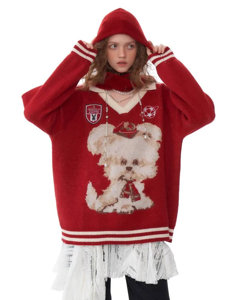 V-neck dog sweater【s0000011045】