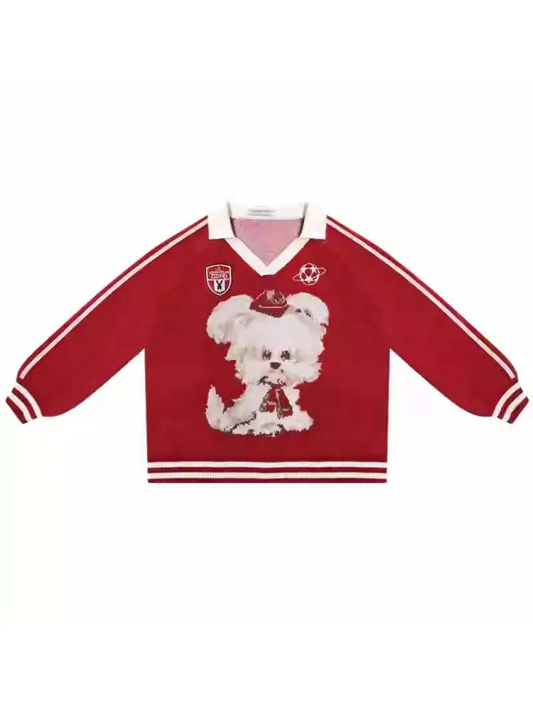 V-neck dog sweater【s0000011045】