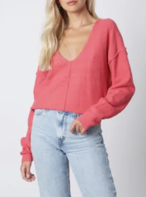 V Neck Drop Shoulder Sweater