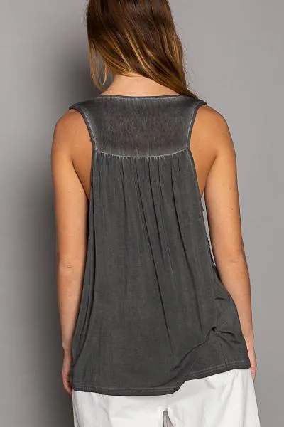 V-Neck Floral Top - Black -