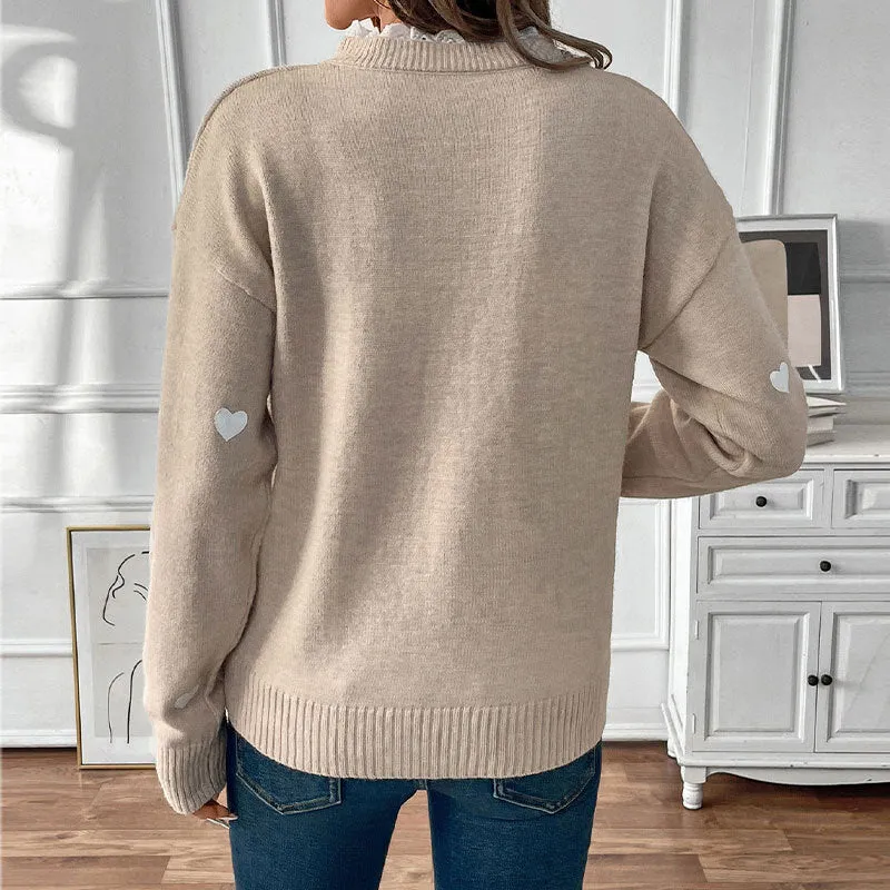 V-Neck Love Hearts Sweater