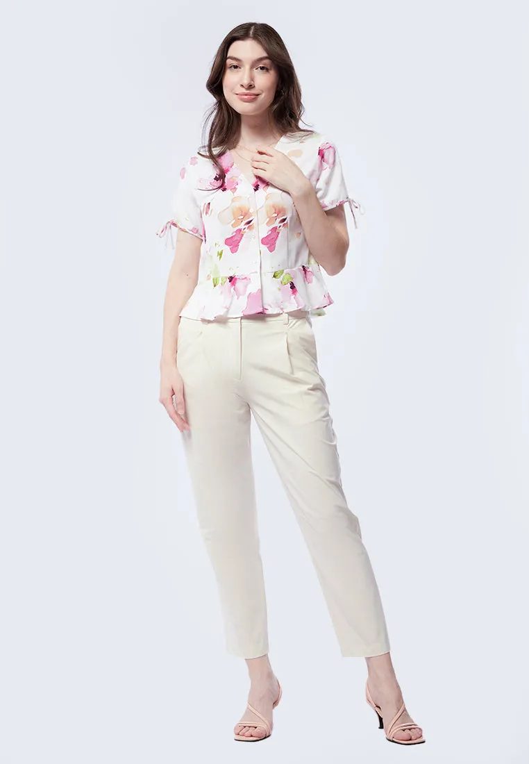 V-Neck Peplum Blouse