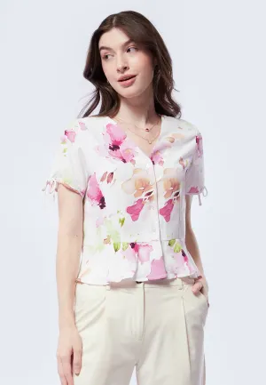 V-Neck Peplum Blouse