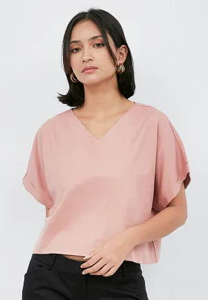 V-Neck Short Sleeve Blouse