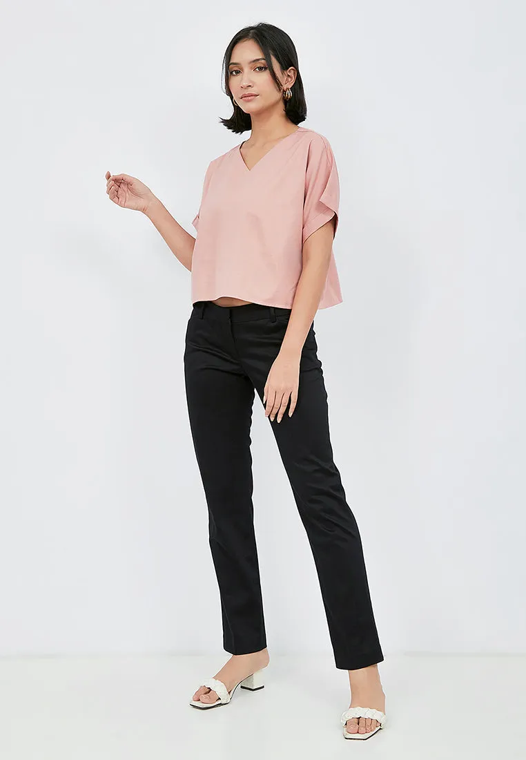 V-Neck Short Sleeve Blouse