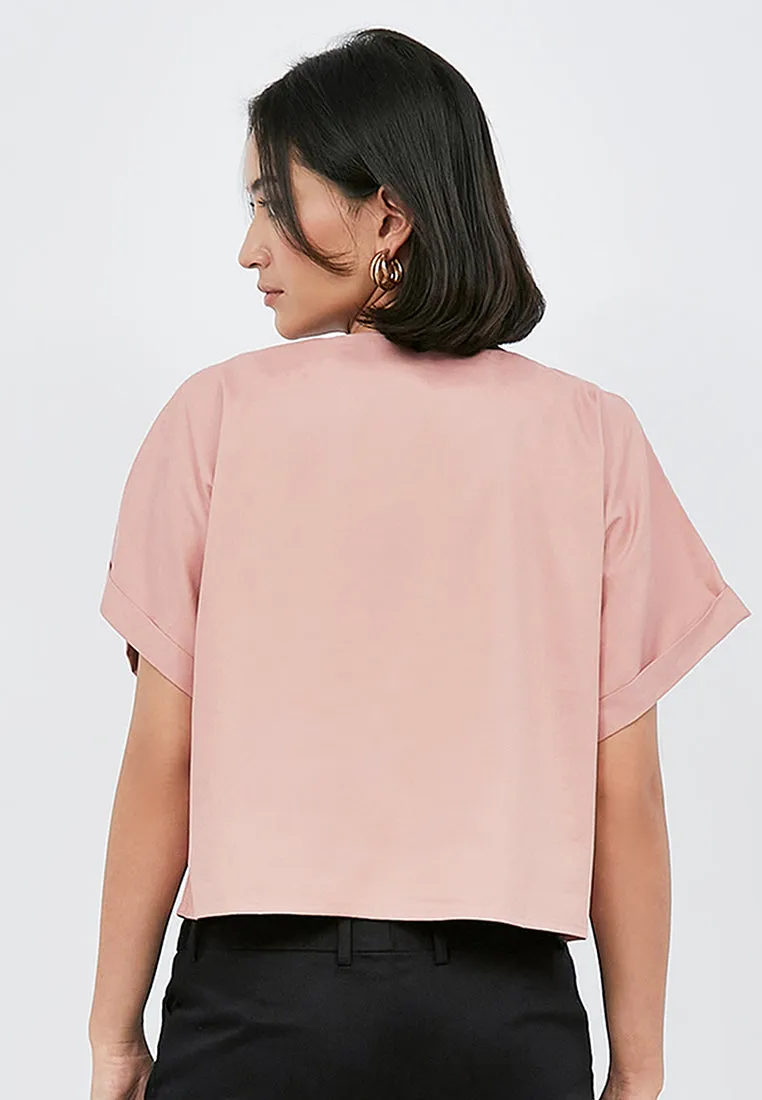 V-Neck Short Sleeve Blouse