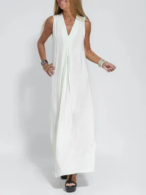 V-Neck Sleeveless Maxi Dress with Elegant Flowing Design