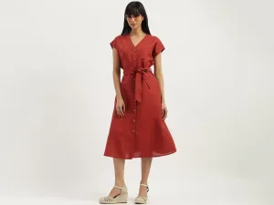 V-neck Solid Sheath Dress