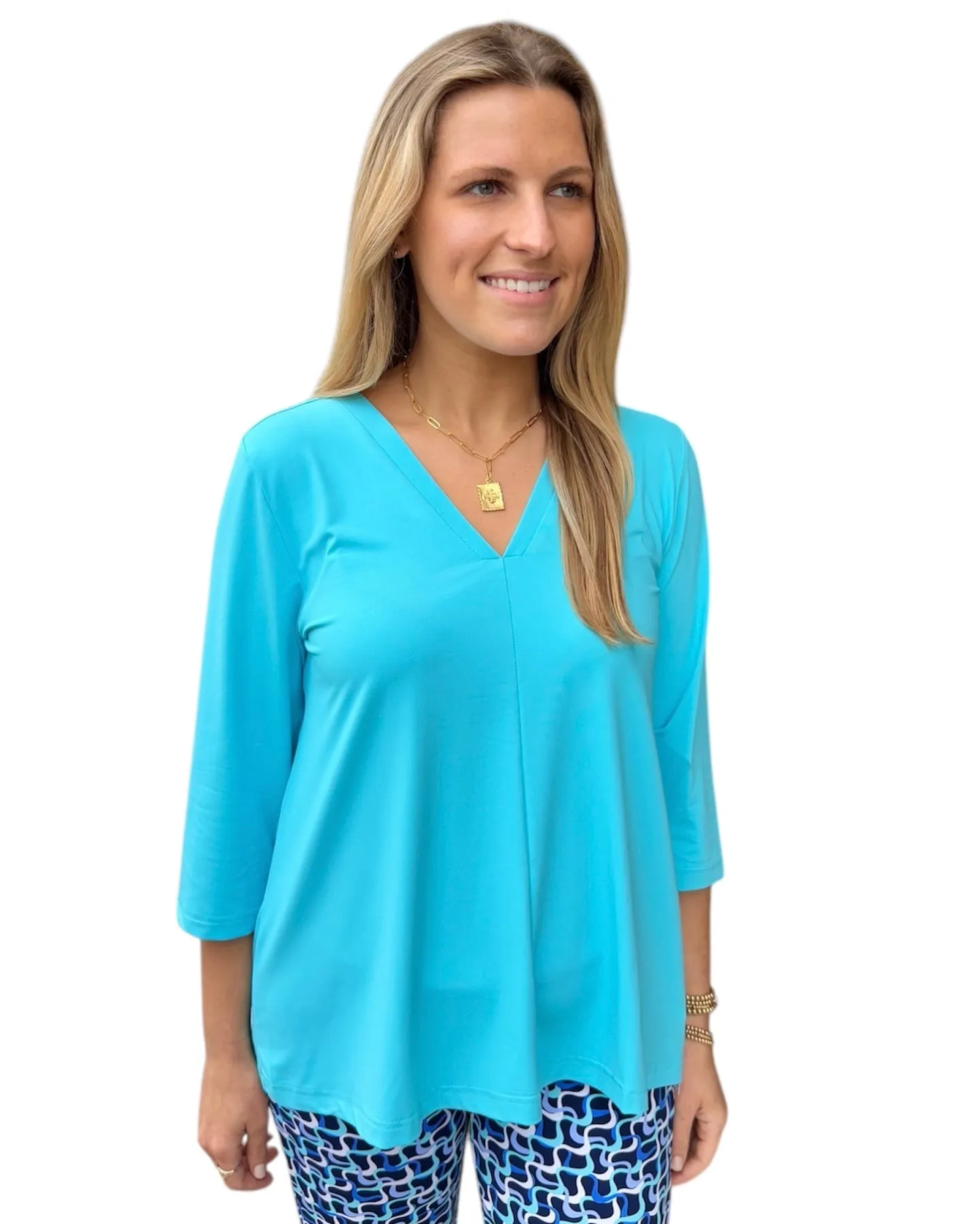V-NECK TOP - Turquoise
