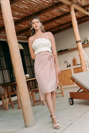 VERA TIE DRAPE SKIRT IN PINK