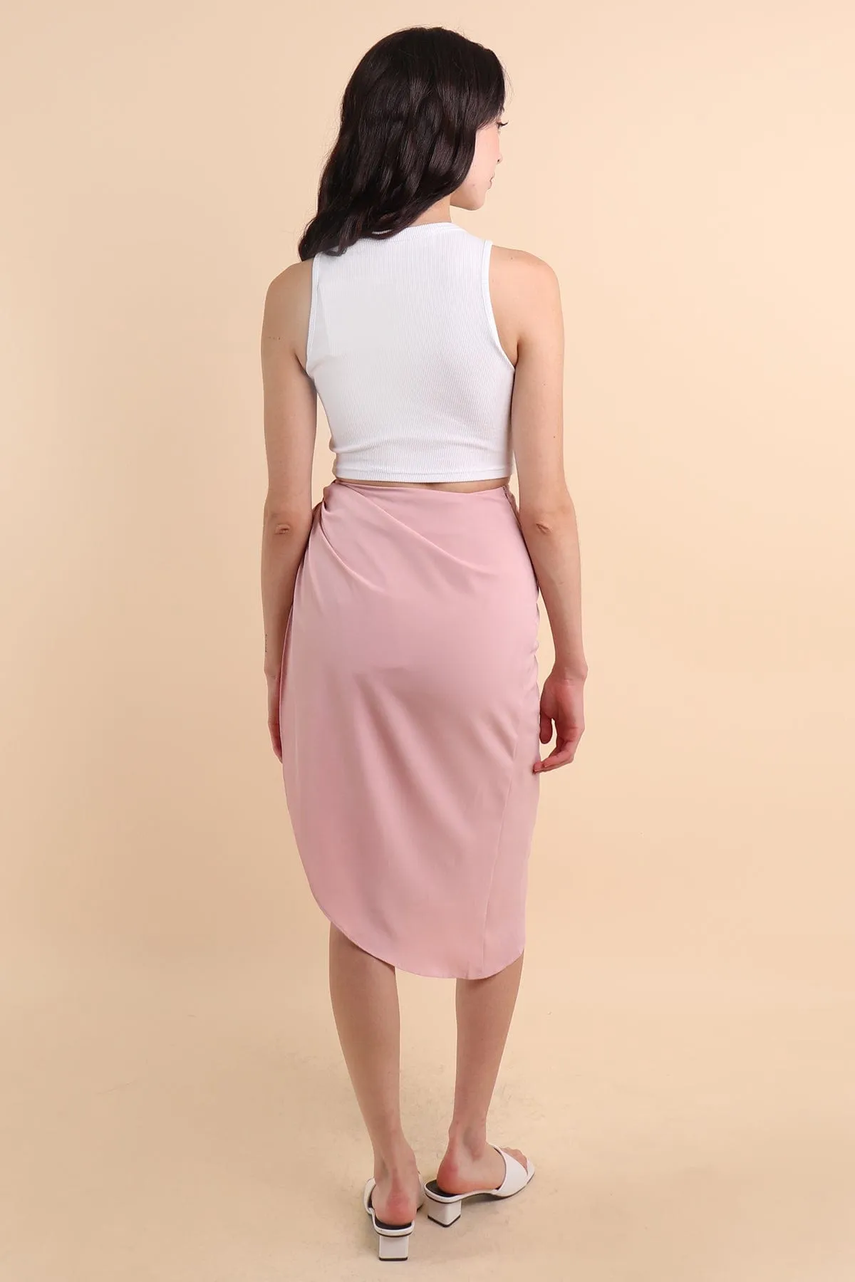 VERA TIE DRAPE SKIRT IN PINK
