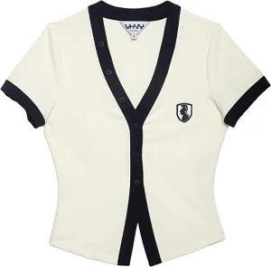 VHNY Womens Short Sleeve Tops | Button Up Short Sleeve Top Cardigan for Teens Girls Trendy from NYC Brand (Cream, S, s)