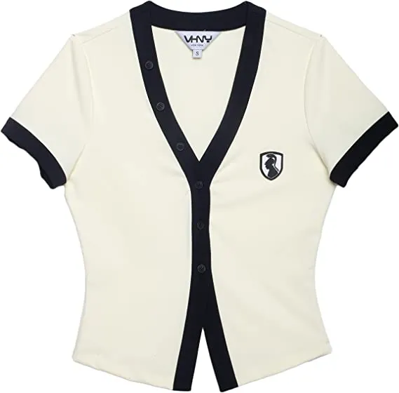 VHNY Womens Short Sleeve Tops | Button Up Short Sleeve Top Cardigan for Teens Girls Trendy from NYC Brand (Cream, XS, x_s)