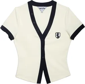 VHNY Womens Short Sleeve Tops | Button Up Short Sleeve Top Cardigan for Teens Girls Trendy from NYC Brand (Cream, XS, x_s)