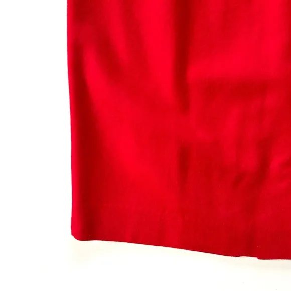 Vintage Metro New York Bright Red Pure Wool Midi Skirt