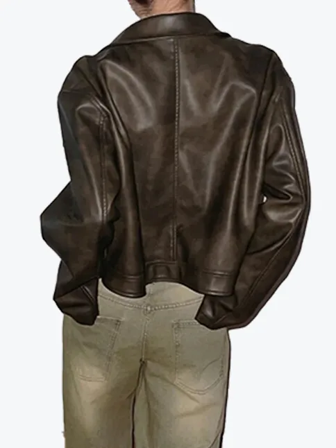 Vintage Single-Breasted Moto Jacket