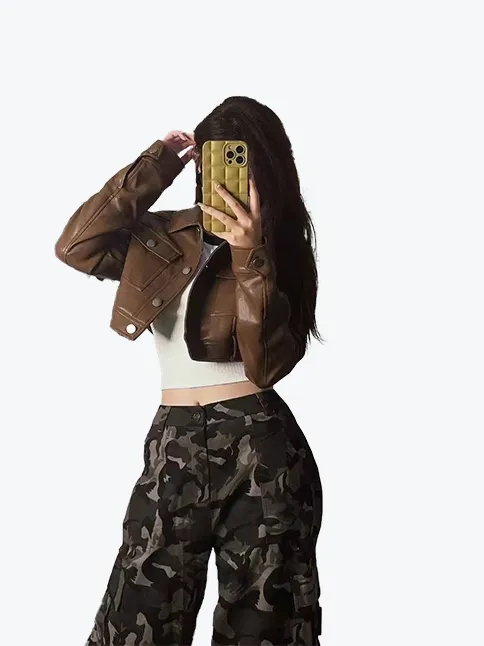 Vintage Single-Breasted Moto Jacket