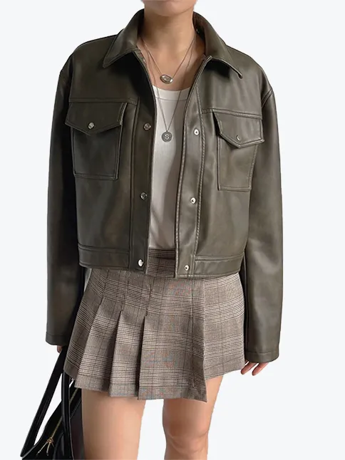 Vintage Single-Breasted Moto Jacket