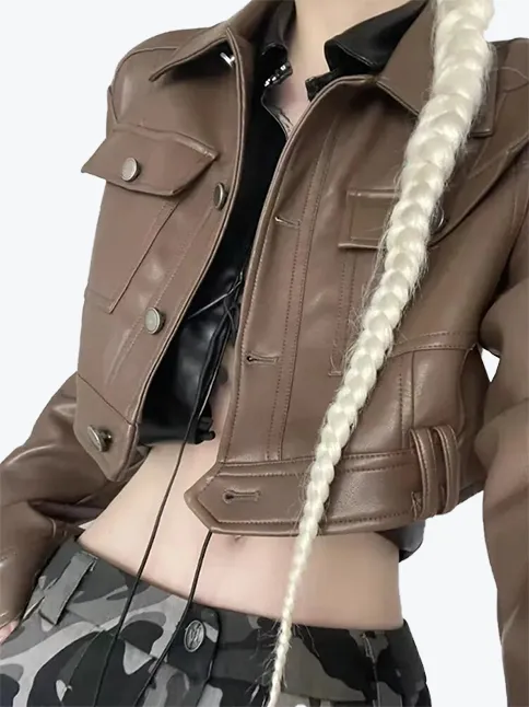 Vintage Single-Breasted Moto Jacket