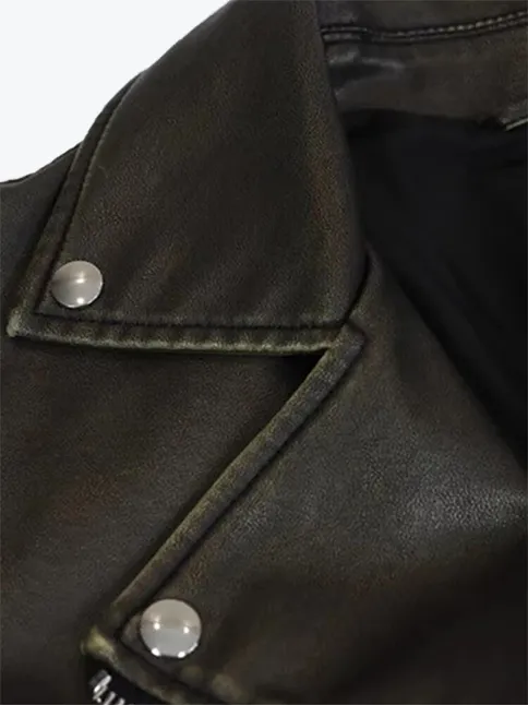 Vintage Zipper Moto Jacket with Belt