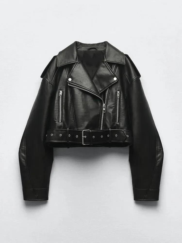 Vintage Zipper Retro Moto Biker Jacket