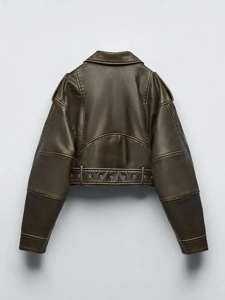 Vintage Zipper Retro Moto Biker Jacket