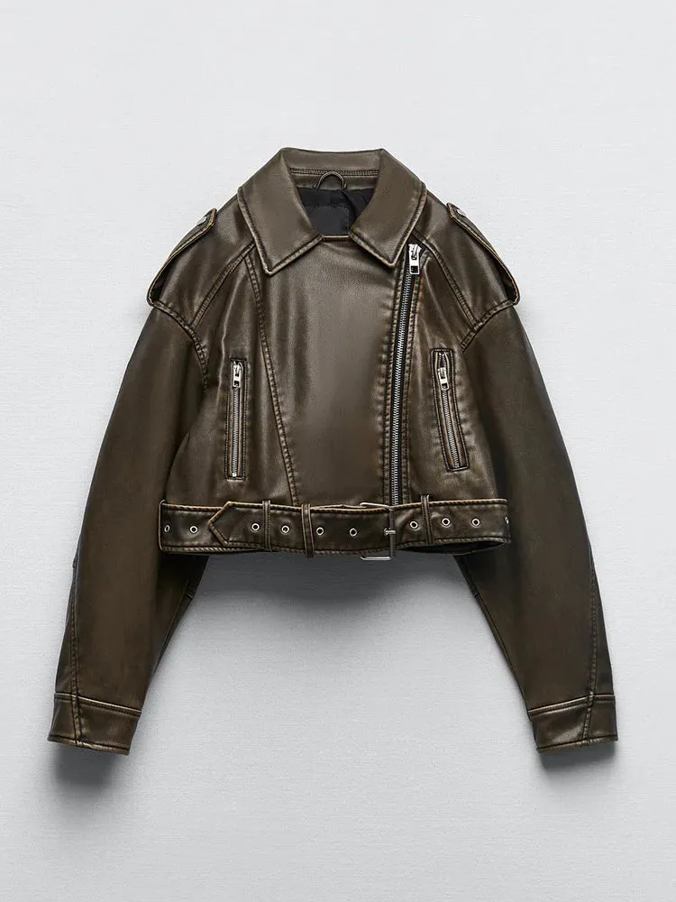 Vintage Zipper Retro Moto Biker Jacket